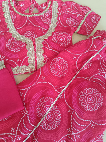 Red Bandhaj Lehenga Choli set