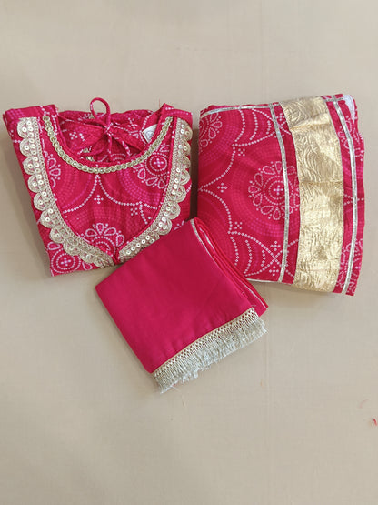 Red Bandhaj Lehenga Choli set