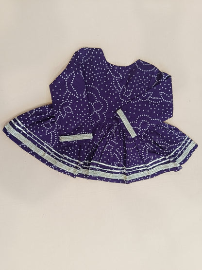 Purple Bandhej Anarkali Kurta with Afghani Salwar
