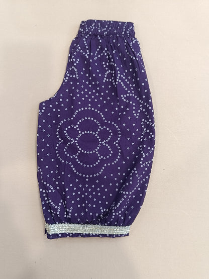 Purple Bandhej Anarkali Kurta with Afghani Salwar