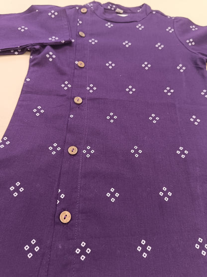 Purple Bandhej Kurta -Pyjama set
