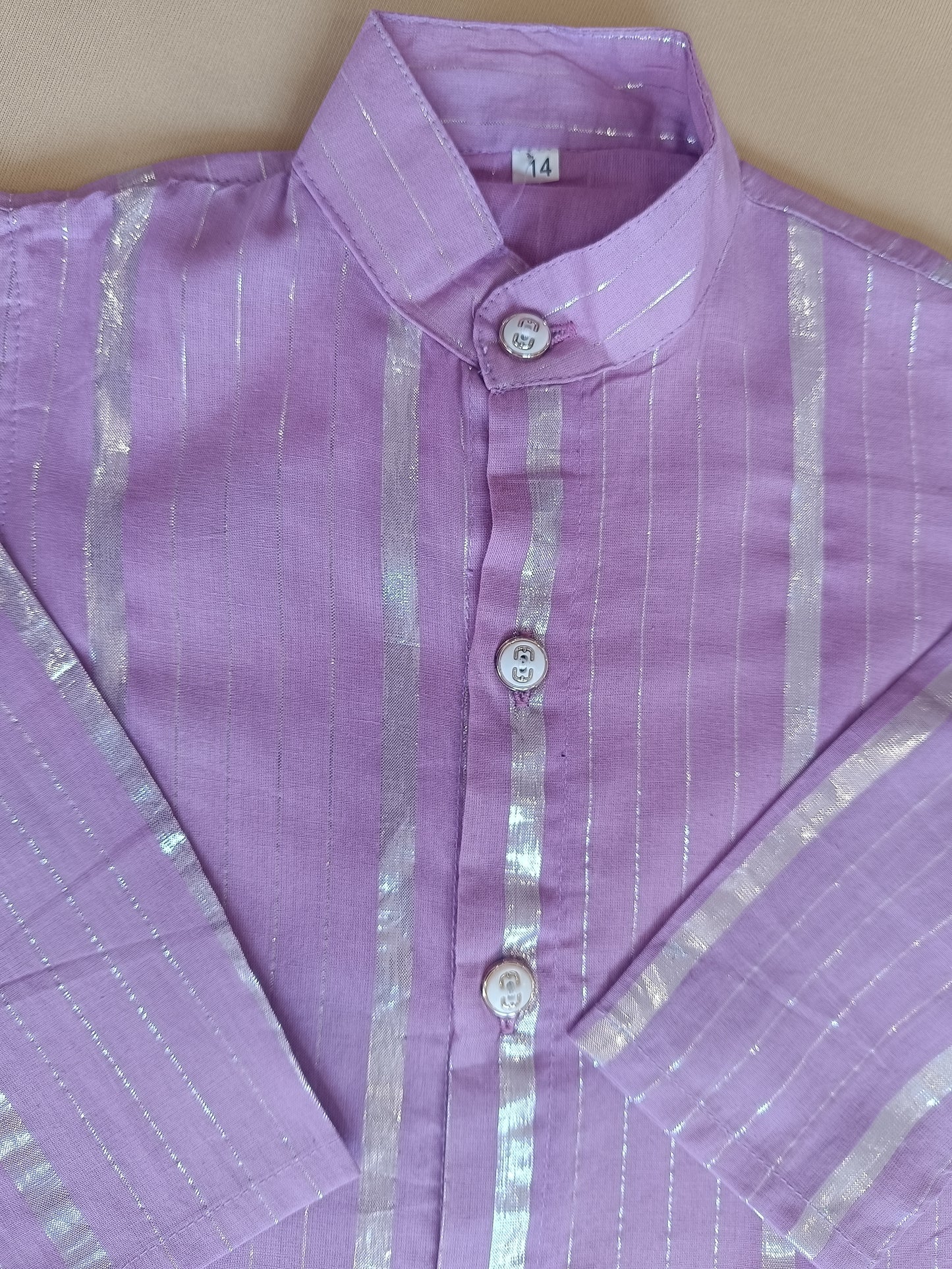 Lavender Lurex Kurta -Pyjama set