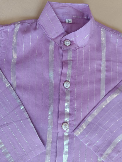 Lavender Lurex Kurta -Pyjama set