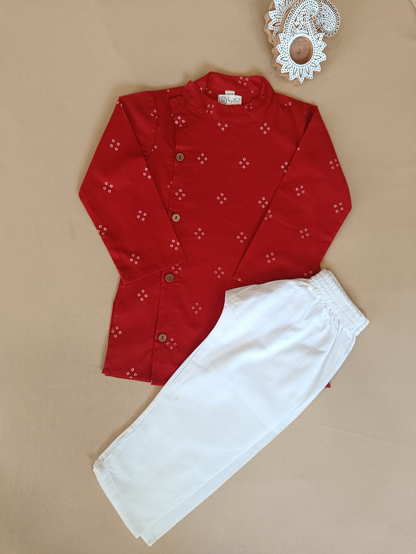 Red Bandhej Kurta -Pyjama set