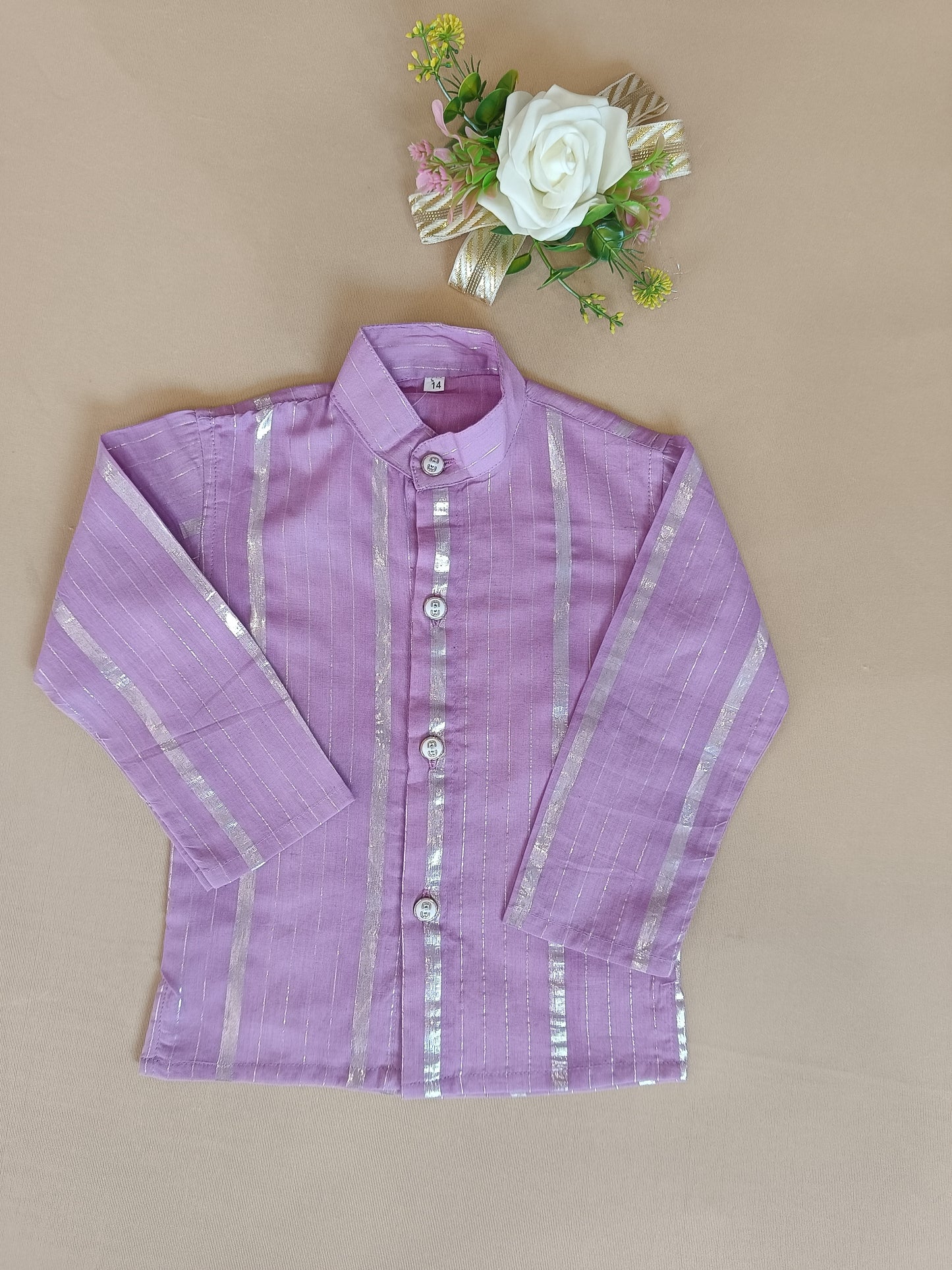 Lavender Lurex Kurta -Pyjama set