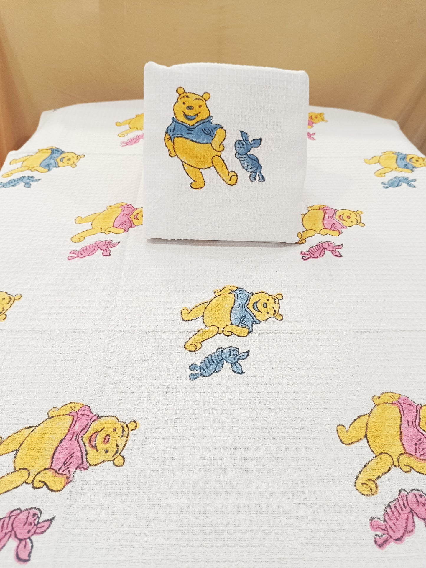 Winnie Pooh Print White Cotton Bath Towel