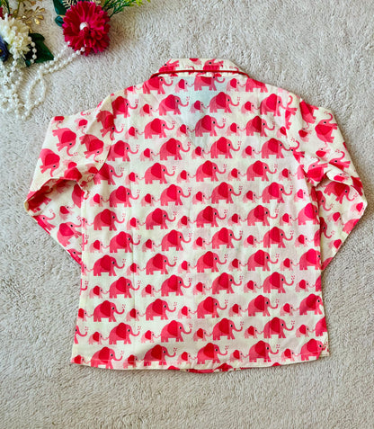 Elephant Print Peach Colour Night suit