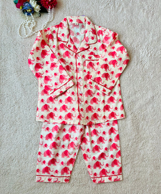 Elephant Print Peach Colour Night suit
