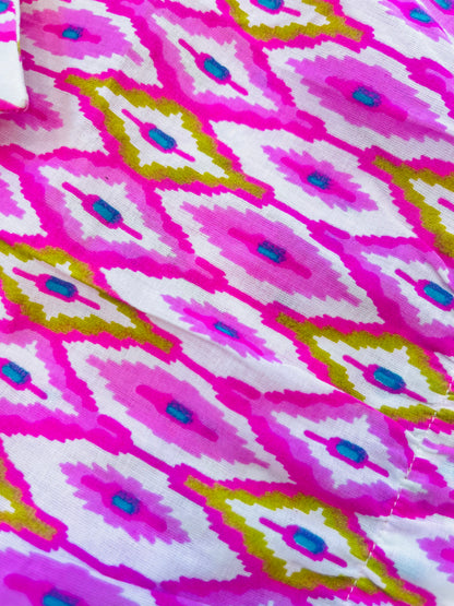 Pink Ikat Printed Girls Co-Ords
