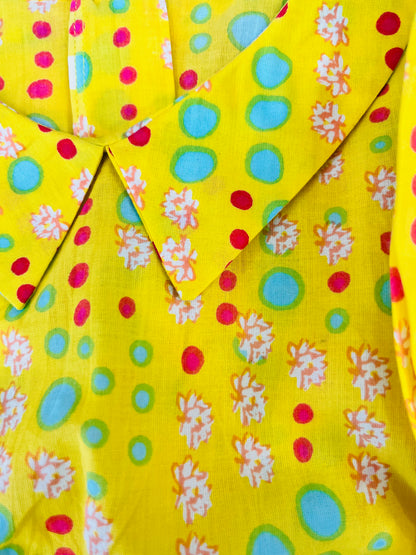 Yellow Coloured polka dots Printed Girls Co-Ords