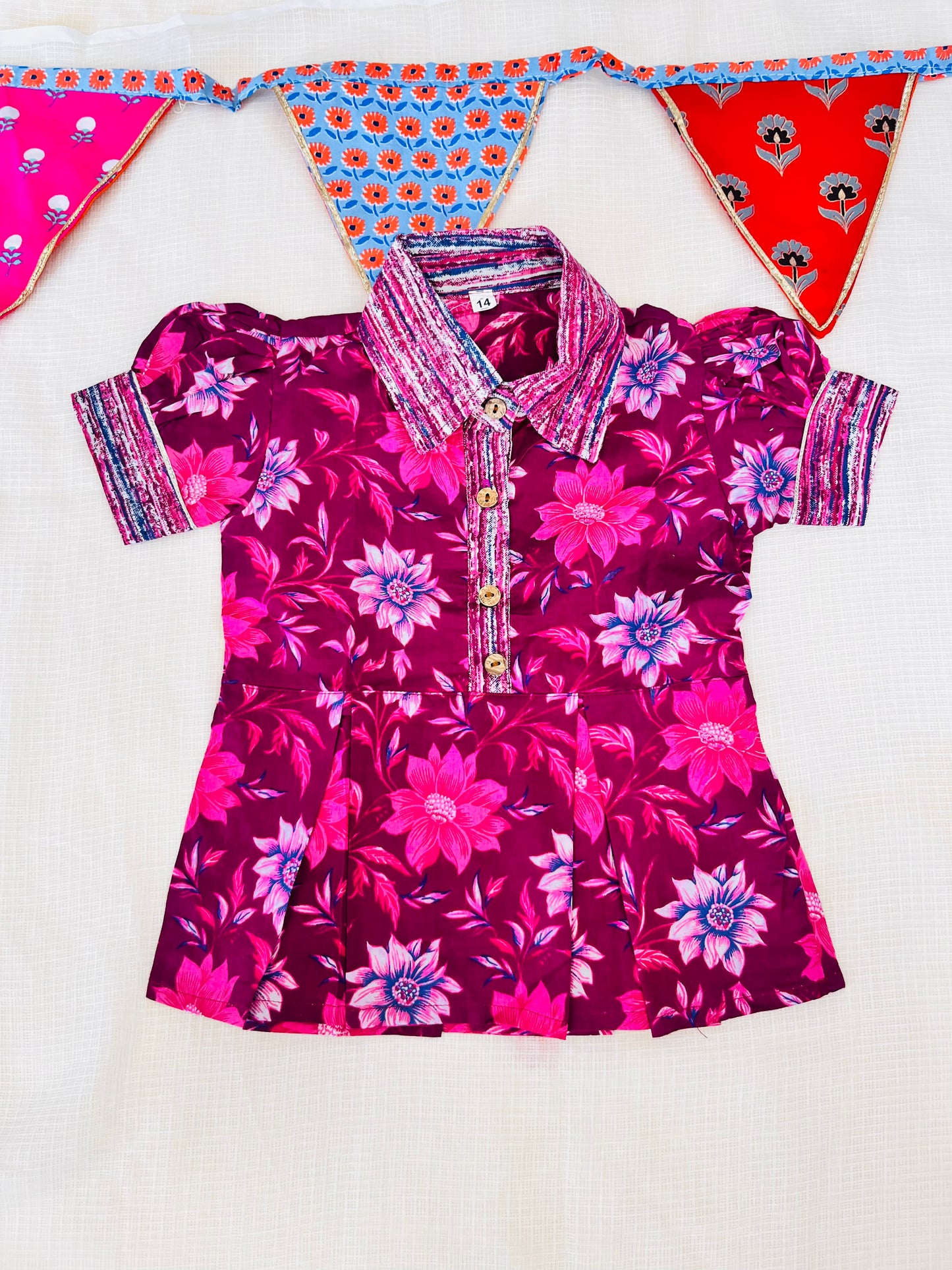 Flower Print Blue Colour Girls Co-Ords
