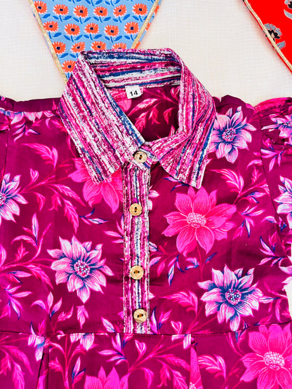 Flower Print Blue Colour Girls Co-Ords