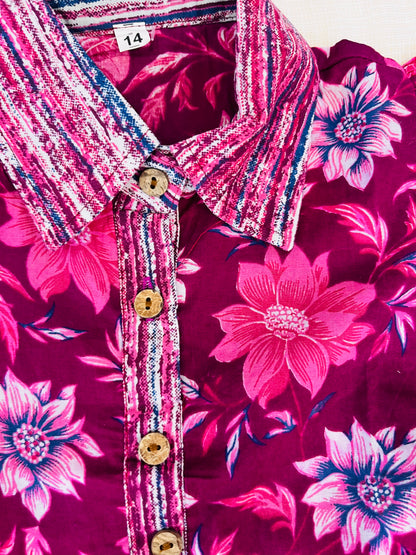 Flower Print Wine Colour Girls Co-Ords