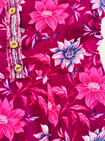 Flower Print Wine Colour Girls Co-Ords