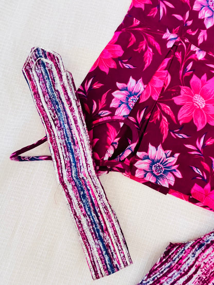 Flower Print Wine Colour Girls Co-Ords