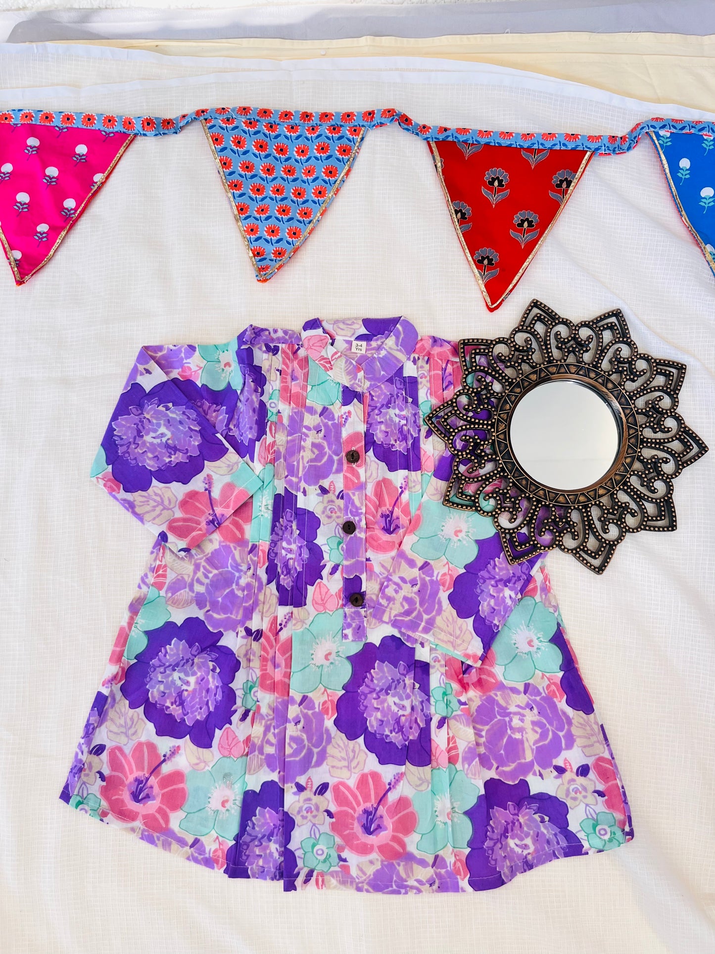 Pink Flower Printed Girls Co-Ord Set