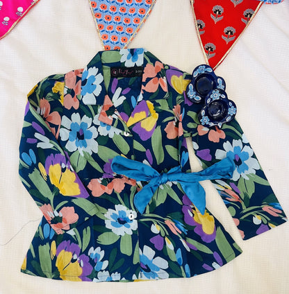 Blue coloured Flower Printed Girls Co-Ord Set