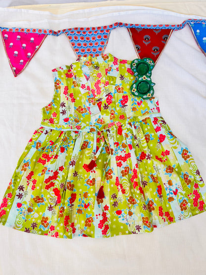 Flower Printed Olive Green Girls Co-Ord Set