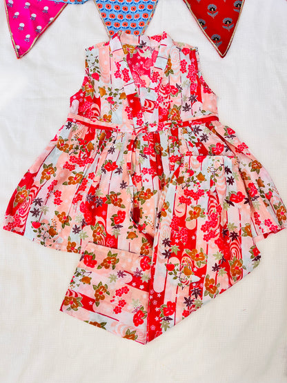 Flower Printed Olive Green Girls Co-Ord Set