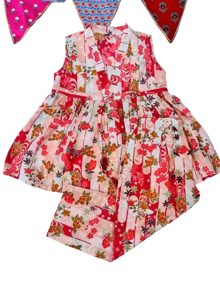 Pink Flower Printed Girls Co-Ord Set