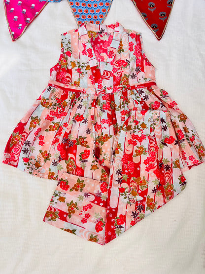 Flower Printed Olive Green Girls Co-Ord Set
