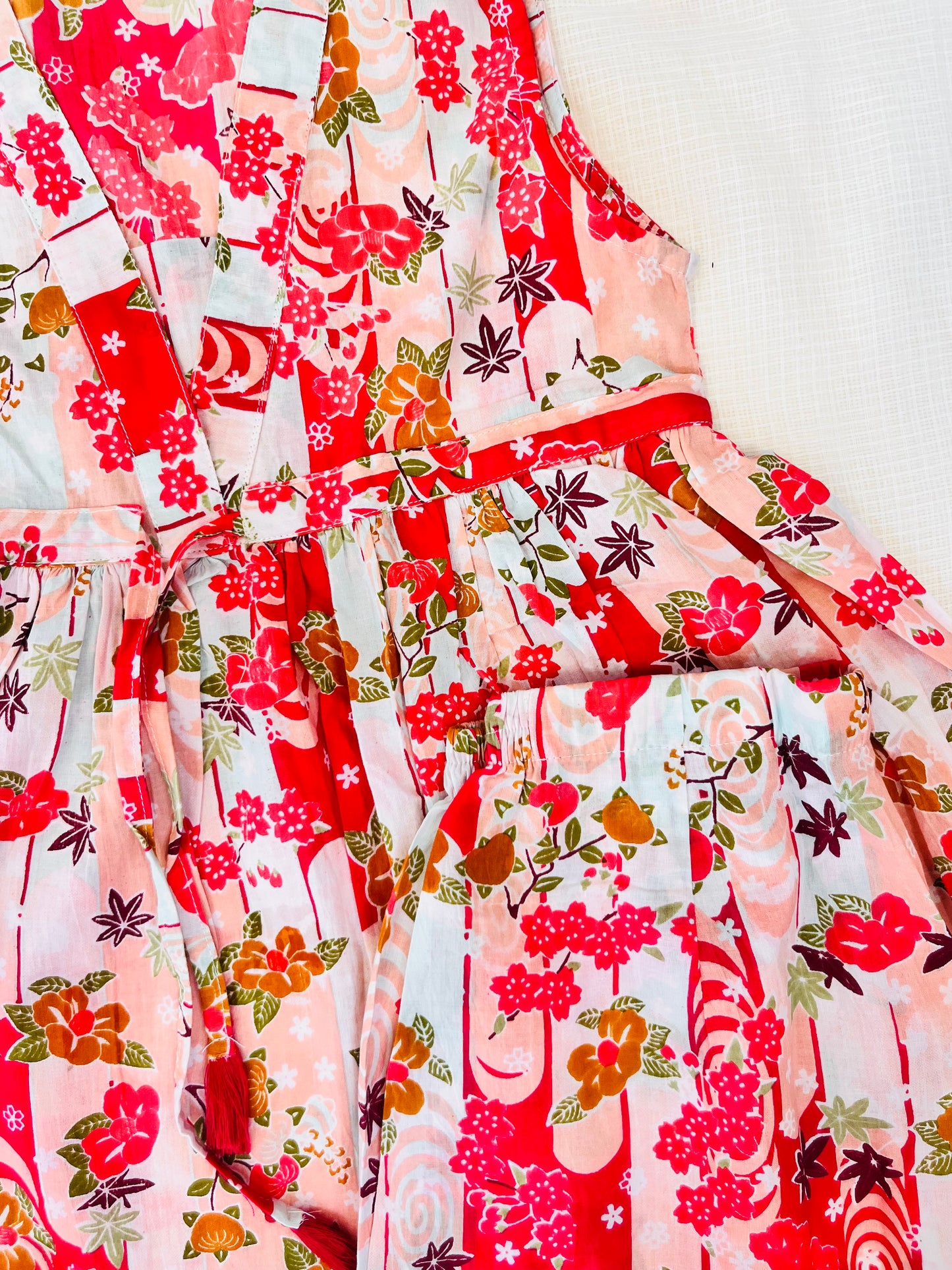 Flower Printed Olive Green Girls Co-Ord Set