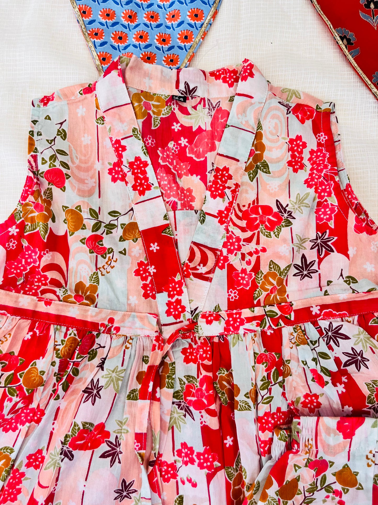 Flower Printed Olive Green Girls Co-Ord Set
