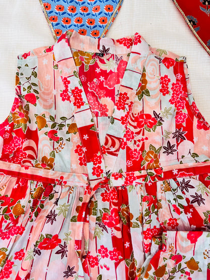 Flower Printed Olive Green Girls Co-Ord Set