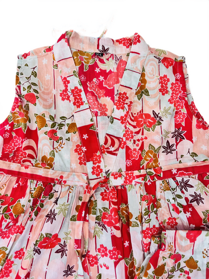 Pink Flower Printed Girls Co-Ord Set