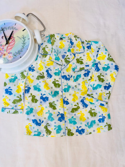 Rabbit Print Blue Colour Night Suit