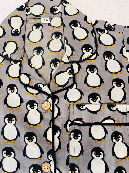Penguin Printed Grey Color Night Suit