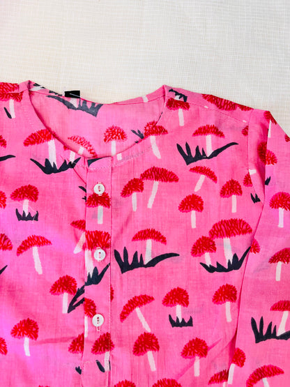 Mushroom Print Pink Color Night suit