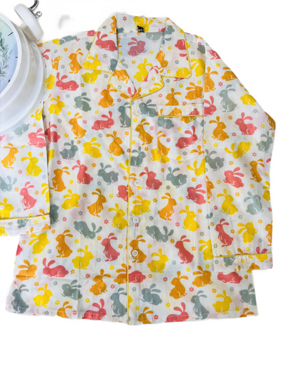 Rabbit Print Blue Colour Night Suit
