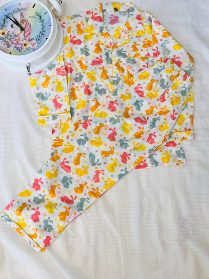 Rabbit Print Yellow Colour Night suit