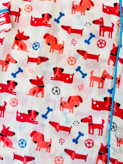 Dog Bone print Red Colour Night suit