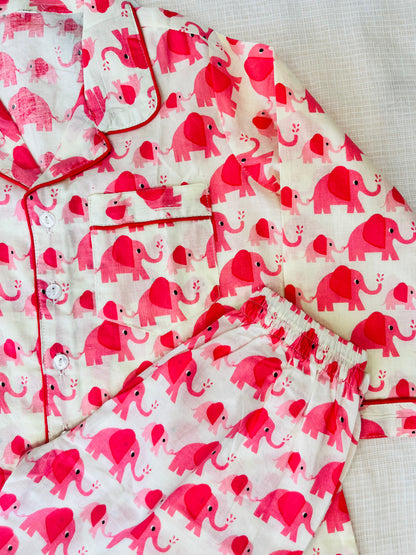 Elephant Print Peach Colour Night suit