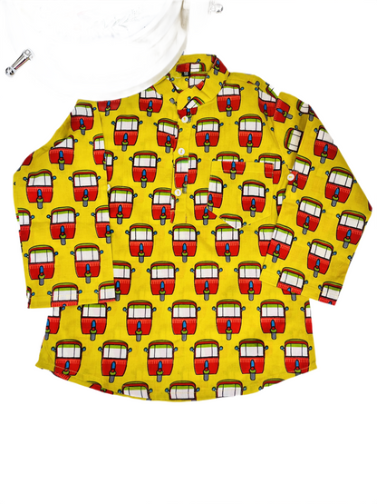 Powder Blue Quirky Auto  print kurta Shirt