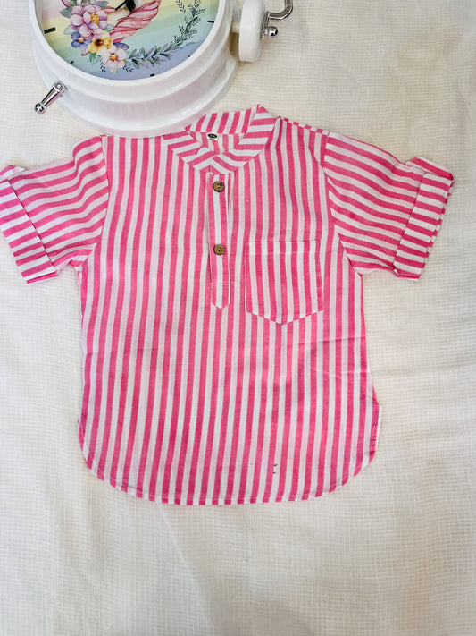 Baby pink striped kurta Shirt