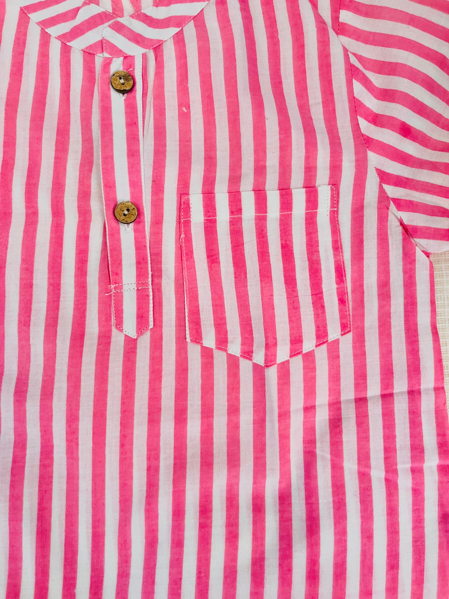 Peach pink striped kurta  Shirt