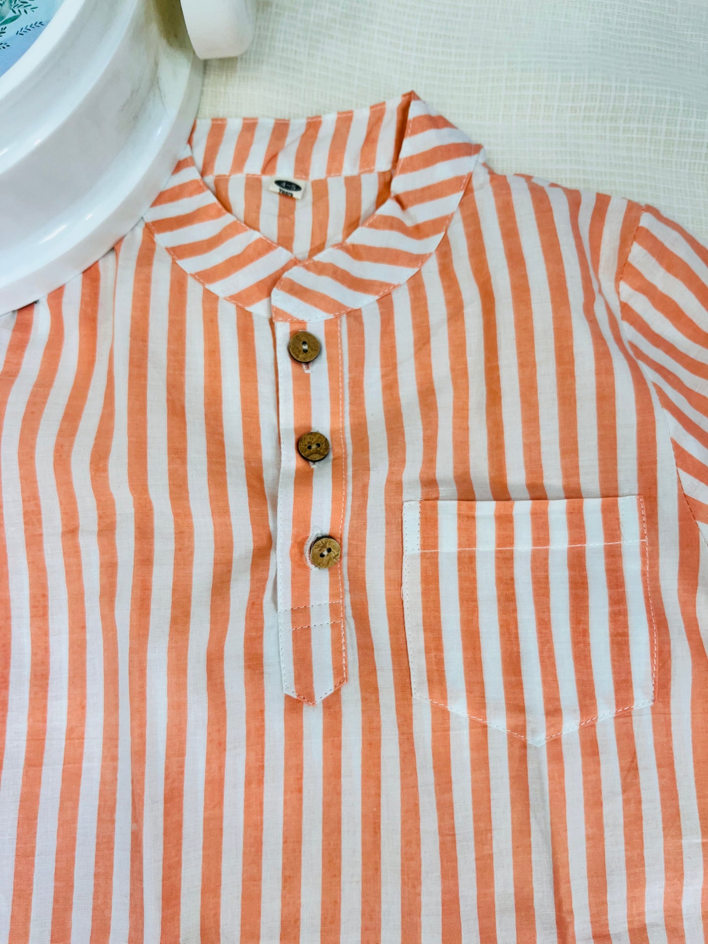 Peach striped kurta  Shirt