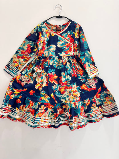 Floral Printed Cotton Gown For girls
