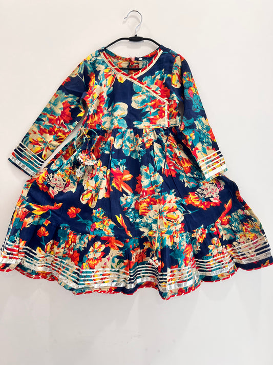 Floral Printed Cotton Gown For girls