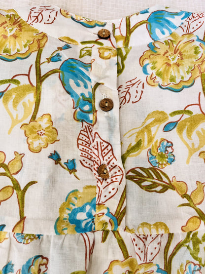 White Flower Printed Girls Top