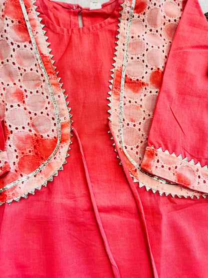 Tie and Die Peach Coloured Afghani Style Suit Set