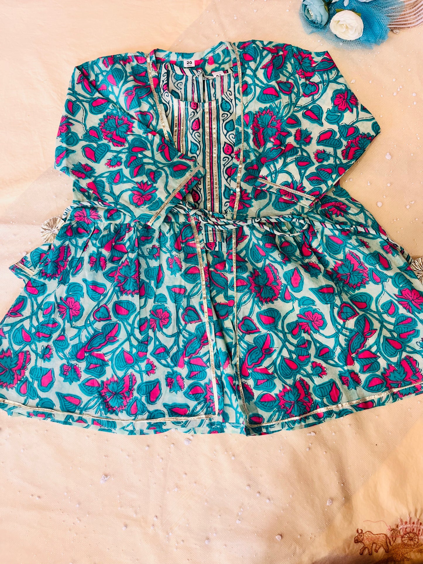 Pink Floral Printed 3 Piece Co-Ords For Girls
