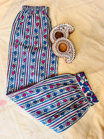 Blue Floral Printed 3 Piece Co-Ords For Girls