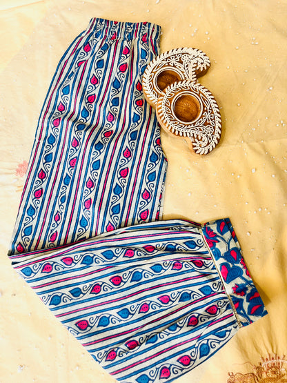 Blue Floral Printed 3 Piece Co-Ords For Girls