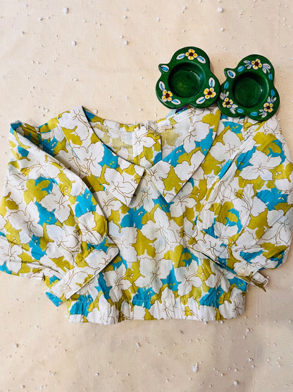 White Flower Printed Girls Co-Ords