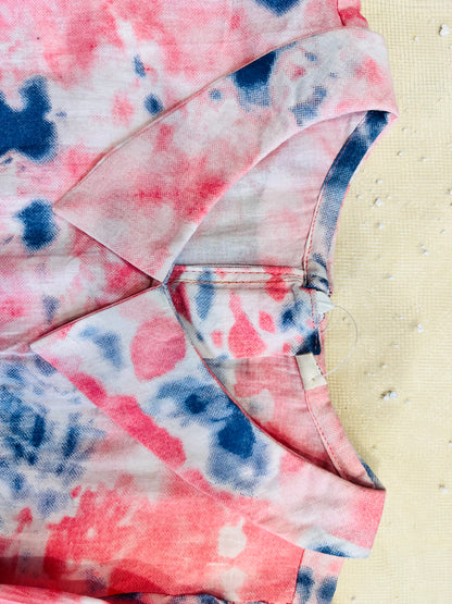 Marble Tie & Dye Print Peach Colour Girls Co-Ords