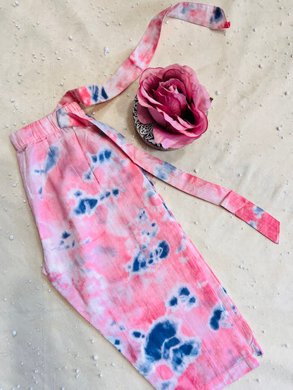 Marble Tie & Dye Print Peach Colour Girls Co-Ords
